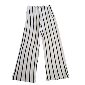 Zara Kids Black and White Striped Trousers Flare Pants With Button Accents